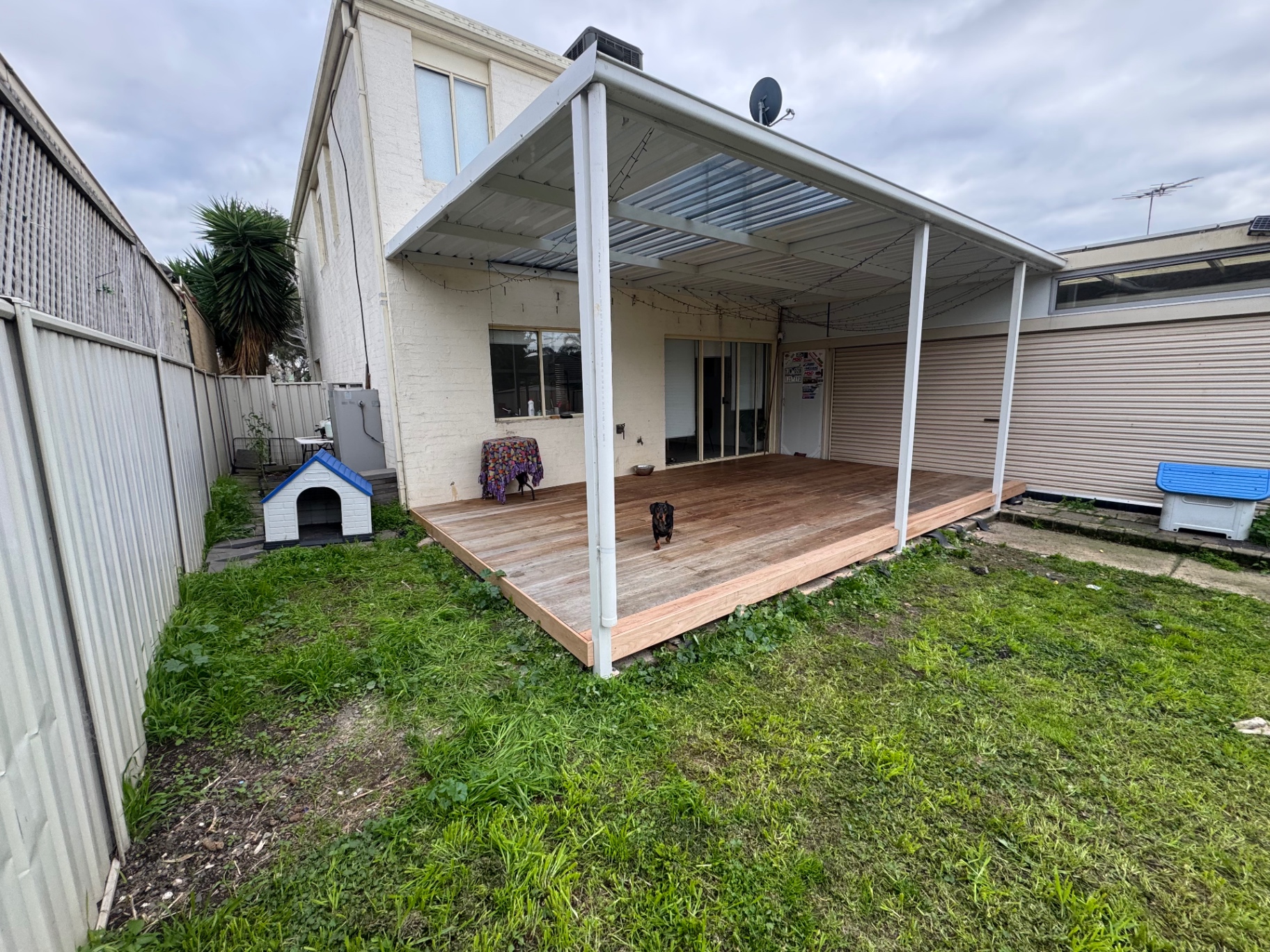 Pergola over timber deck